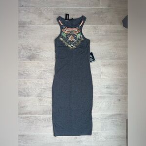 Embellished Gray Sleeveless Dress